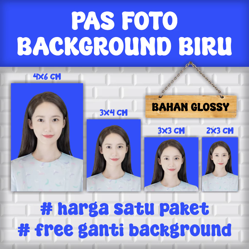 Cetak Pas Foto Background Biru / Merah