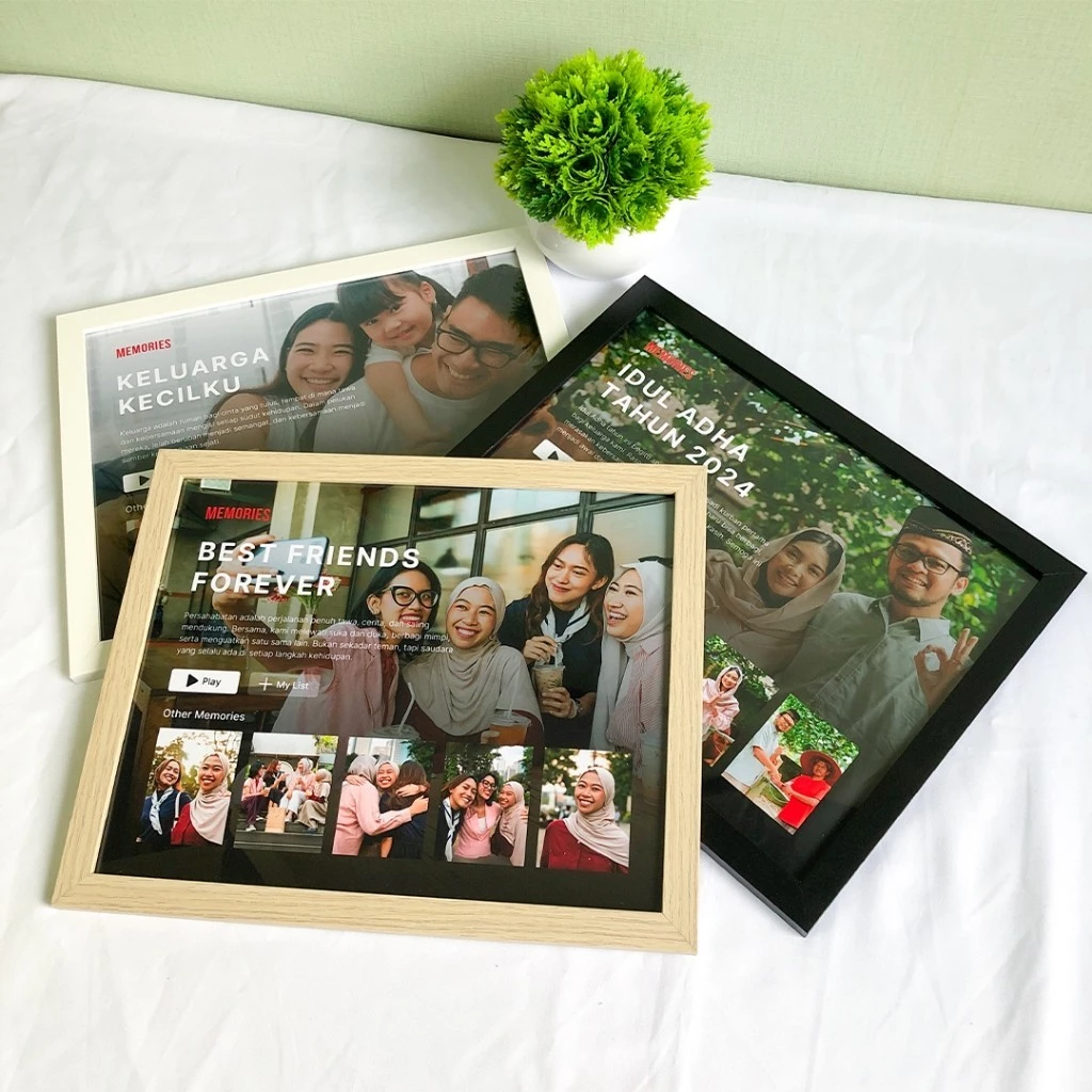 Custom Photo Kenangan Film 8R (25x20cm) I Bingkai Kayu | Gift Kado Anniversary Hadiah Pacar Keluarga